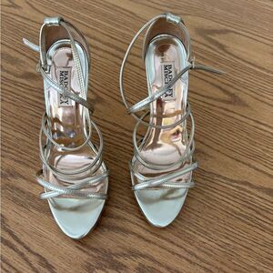 Badgley Mischka Metallic Gold Strappy 5 Inch Heels